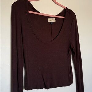 Universal Thread Ribbed Scoop Neck Cropped Top